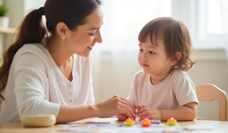 Image representing the topic of the webinar, showing a therapist interacting with a child using therapy tools