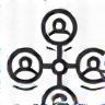 Abstract icon representing networking or connection with connected user profiles
